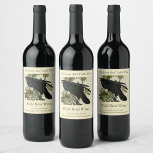 Raven (Common Raven) from Audubon Birds of America Wine Label