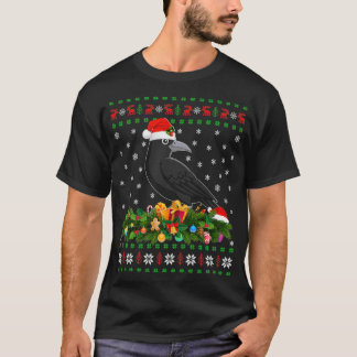 Raven Crow Bird Lover Xmas Santa Hat Ugly Crow Chr T-Shirt