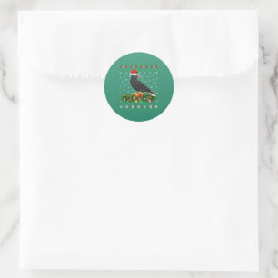 Raven Crow Bird Lover Xmas Santa Hat Ugly Crow Classic Round Sticker