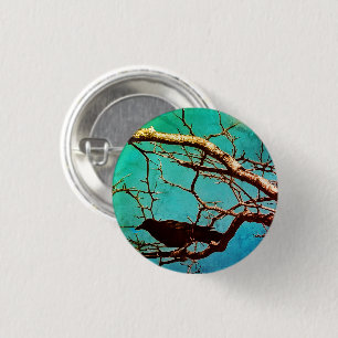 Raven Crow Black Bird Silver Tree Photo Pin