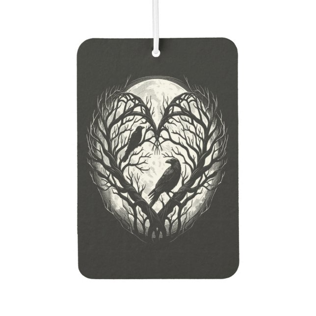 Raven Crow Heart Tree  Car Air Freshener (Front)