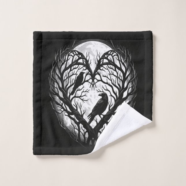 Raven Crow Heart Tree  Wash Cloth (Wash Cloth)