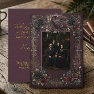 Raven Dark Academia Holiday Photo Card