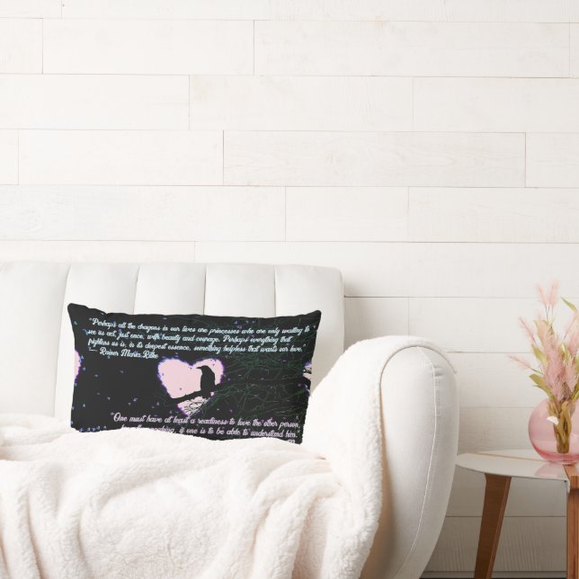 Raven Dark Love Cracked Glowing Heart with Quotes Lumbar Cushion (Couch)