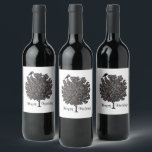 Raven decorates Christmas Tree Wine Label<br><div class="desc">Our unique and wildly popular raven decorating a Christmas tree with red ornaments,  designed as Christmas wine labels,  and Inspired by Edgar Allan Poe. A little gothic and unique. We also have a holiday cards version. See the card at: https://www.zazzle.com/the_raven_bird_decorates_the_christmas_tree_holiday_postcard-256494835729847473</div>