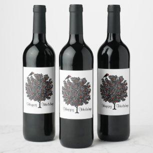 Raven decorates Christmas Tree Wine Label