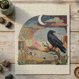Raven & Desert Moon – Mystical Bird Gothic Jigsaw Puzzle