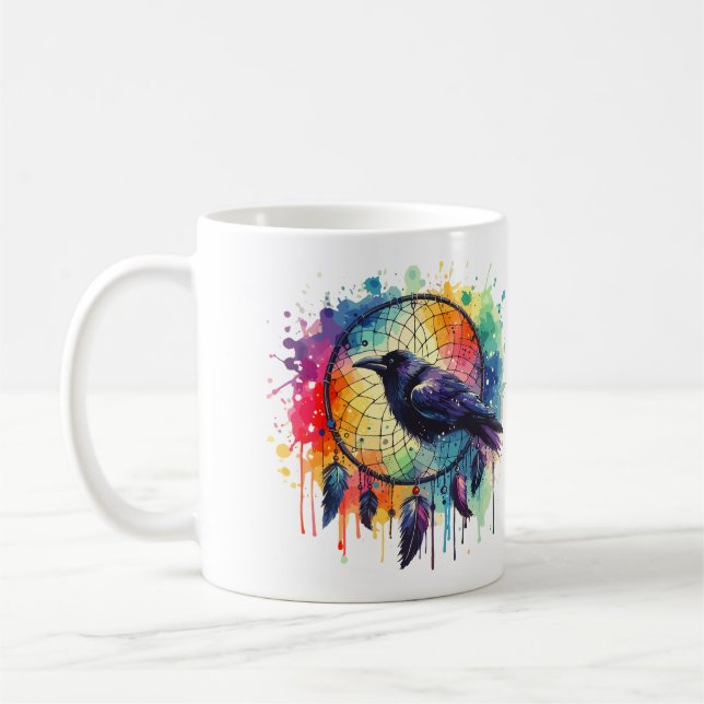 Raven Dreamcatcher Coffee Mug (Left)
