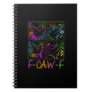 Raven F-Caw-F Colorful Neon Goth Bird Funny  Notebook