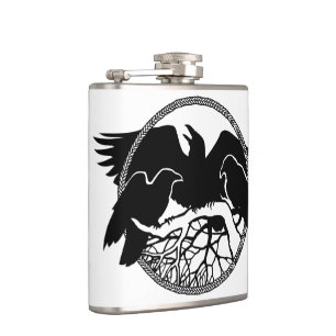 Raven Flask Custom Raven / Crow Art Drink Flask
