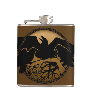 Raven Flask Custom Raven / Crow Art Drink Flask