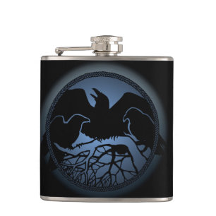 Raven Flask Custom Raven / Crow Art Drink Flask