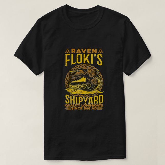 Raven Floki's Shipyard Nordic Mythology T-Shirt (Design Front)