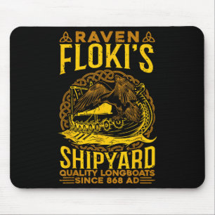 Raven Flokis Shipyard Nordic Mythology Viking Mouse Pad