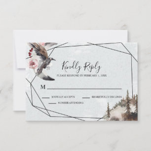 Raven, Forest, and Crescent Moon RSVP Card