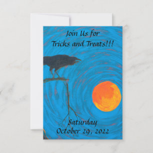 Raven Full Moon Halloween Invitation
