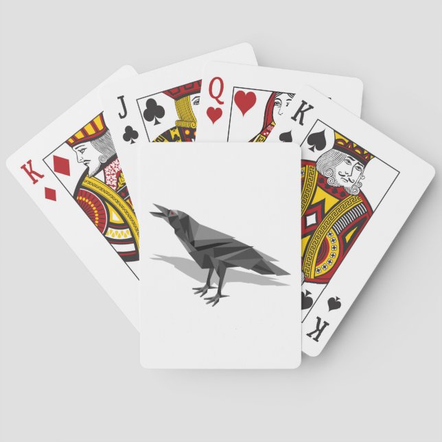 Raven Geometric Cubist Grey Triangles Playing Cards (Back)