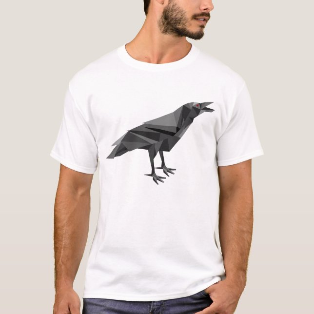 Raven Geometric Cubist Grey Triangles T-Shirt (Front)