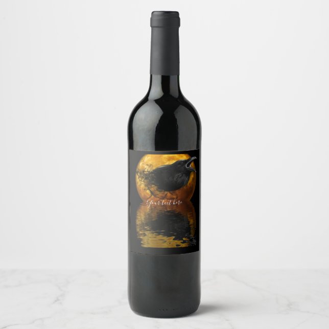 Raven & Golden Moon Customisable Wine Labels (Front)