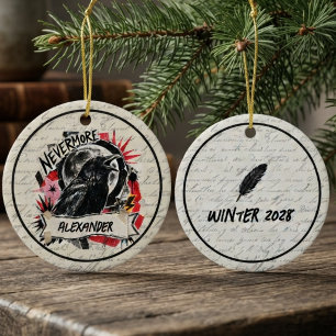 Raven Gothic Nevermore Dark Academia Ceramic Tree Decoration