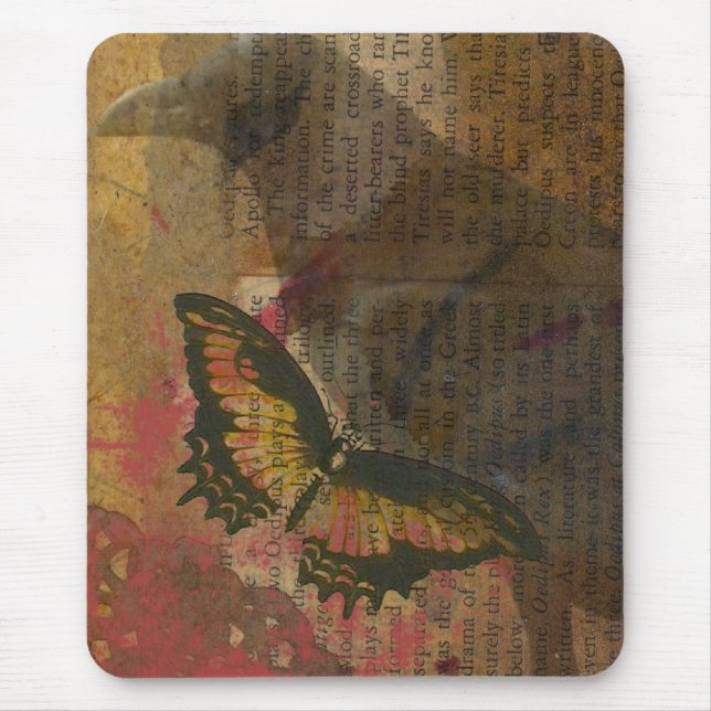 Raven Grunge Collage Mouse Pad (Front)