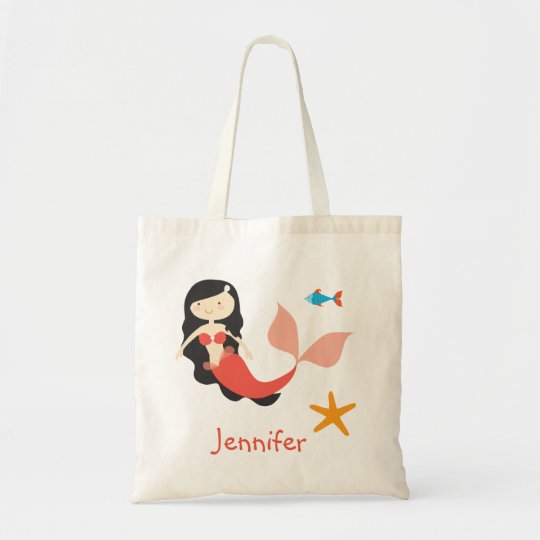 Raven Haired Cartoon Mermaid Treat Bag