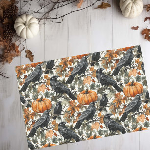 Raven Halloween Pumpkins Watercolor Autumn  Tissue Paper