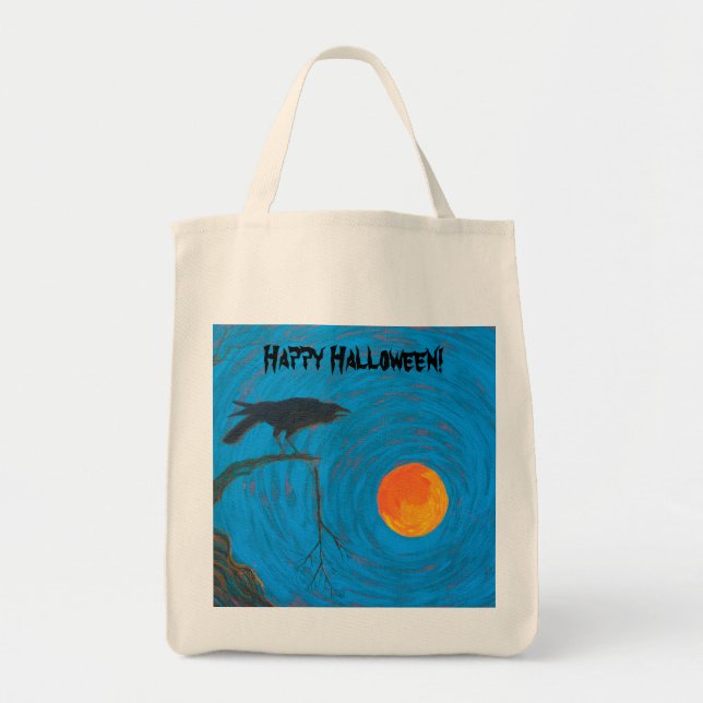Raven Halloween Tote Bag (Front)