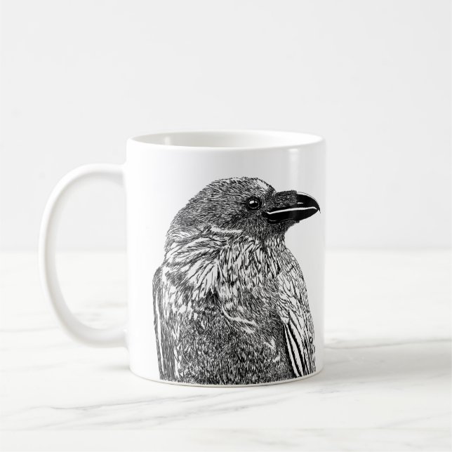 Raven Illustration Coffee Mug (Left)