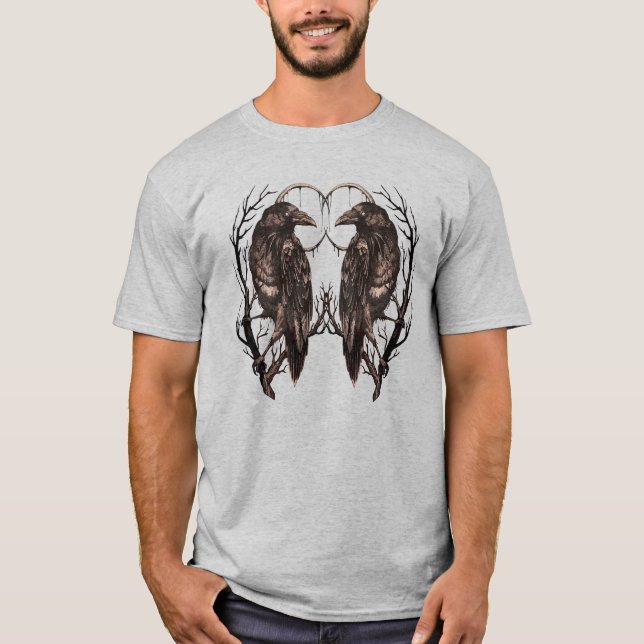 Raven in Dead Tree - Dark Gothic Art T-Shirt (Front)