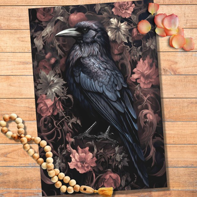 Raven in Flowers 1 Decoupage Paper (Creator Uploaded)