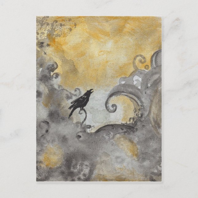Raven in Orange abstract postcard (Front)