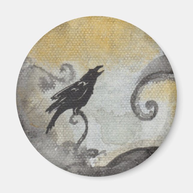 Raven in Orange Swirls Magnet (Front)