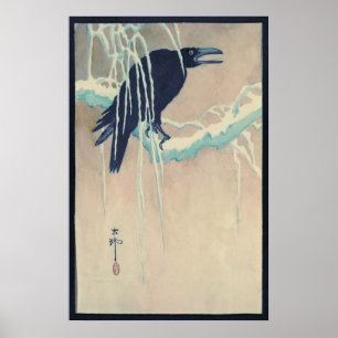 Raven in Snow Poster