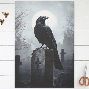 Raven in the Cemetery Gothic Decoupage Tissue Paper
