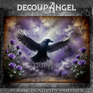 Raven in the Mist Decoupage Tissue Paper
