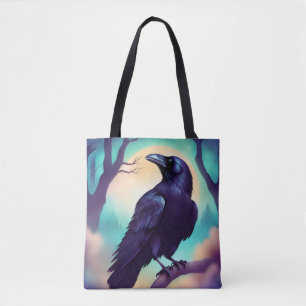 Raven in the moonlight Halloween  Tote Bag