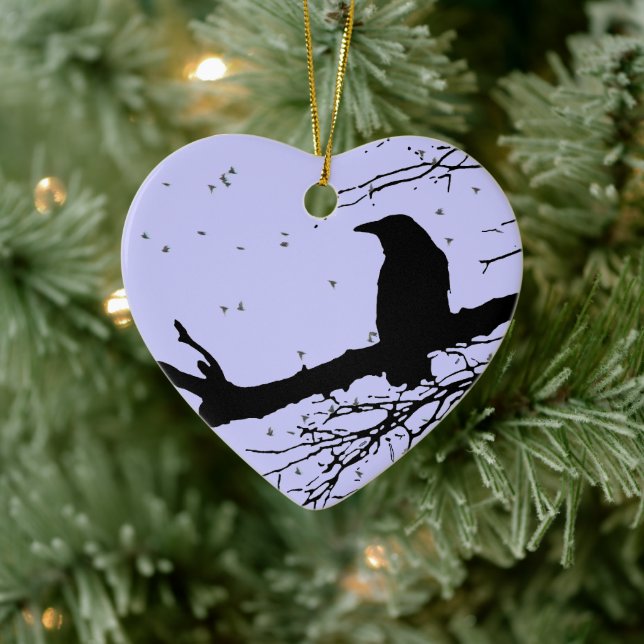 Raven Love Forever Cracked Heart Ceramic Tree Decoration (Tree)