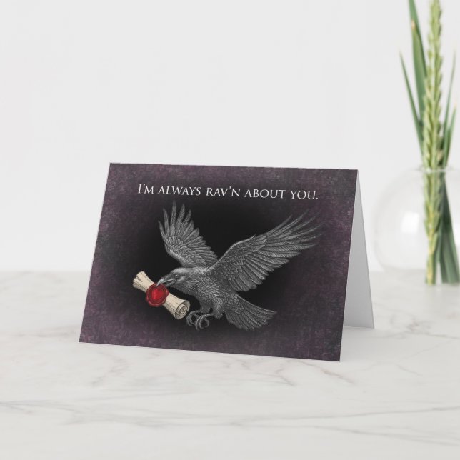 Raven Love Messenger Gothic Dark Valentine Love  Card (Front)