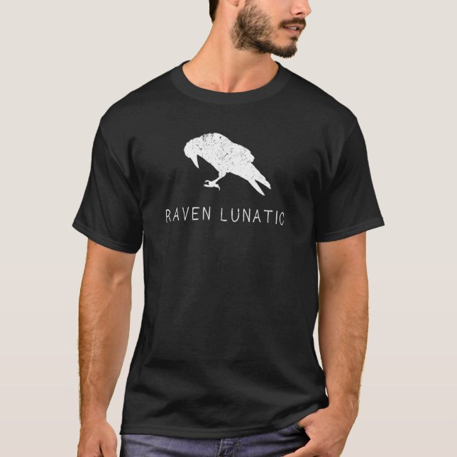 Raven Lunatic Shirt Fun Bird Goth Gothic Gift Men  (Front)