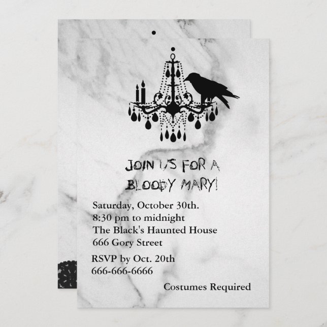 Raven, Mable and Black Cat Halloween Invitation (Front/Back)