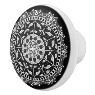 Raven Mandala Ceramic Knob
