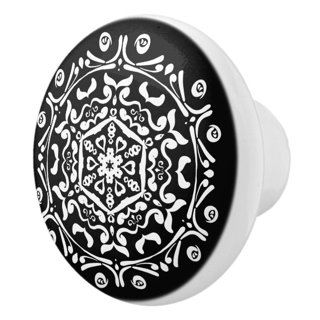 Raven Mandala Ceramic Knob (Right)