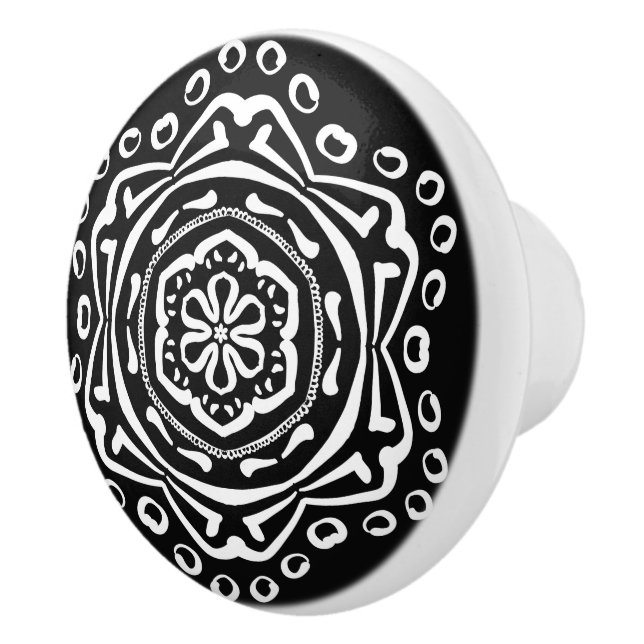 Raven Mandala Ceramic Knob (Right)
