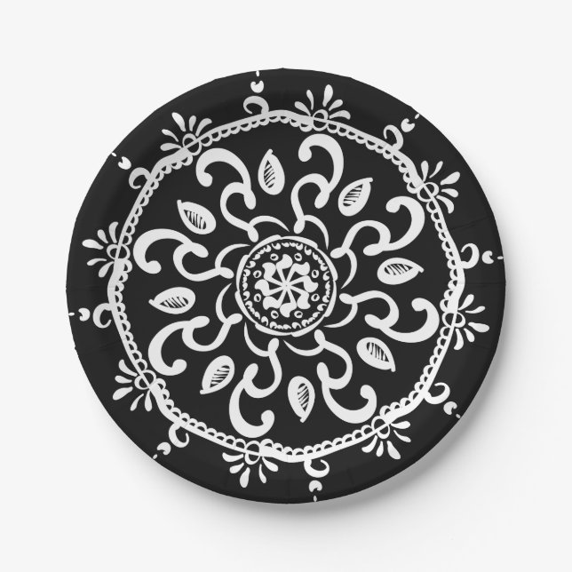 Raven Mandala Paper Plate (Front)
