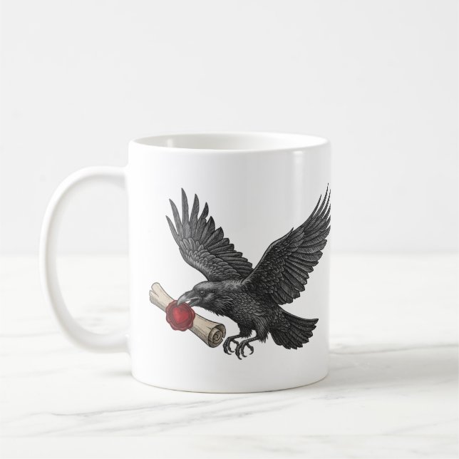 Raven messenger Dark Macabre Art Gothic Love Coffee Mug (Left)