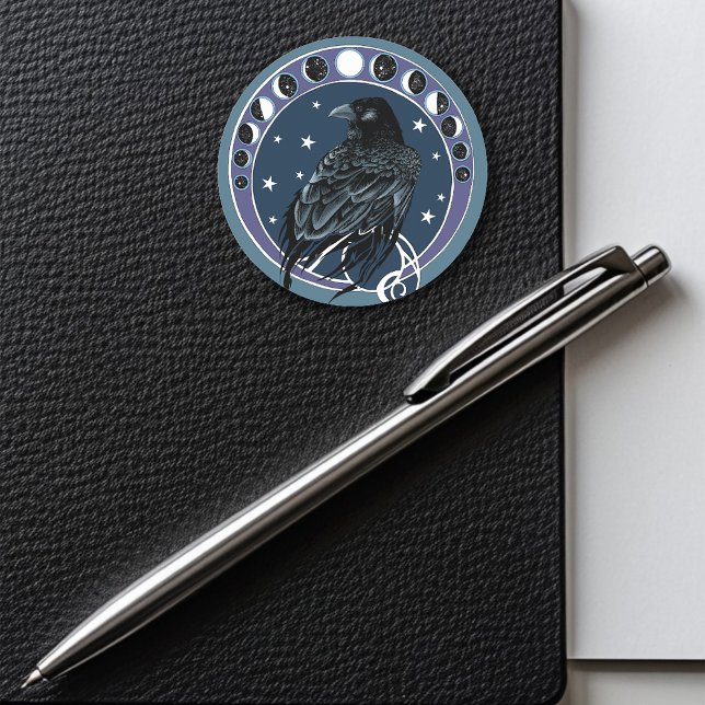 Raven Moon Classic Round Sticker (Creator Uploaded)