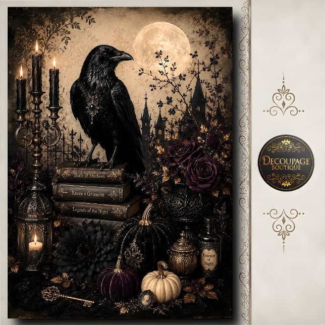 Raven Moon Gothic Halloween Witch Grimoire Art Tissue Paper (Raven Moon Gothic Halloween Witch Grimoire Art Tissue Paper)
