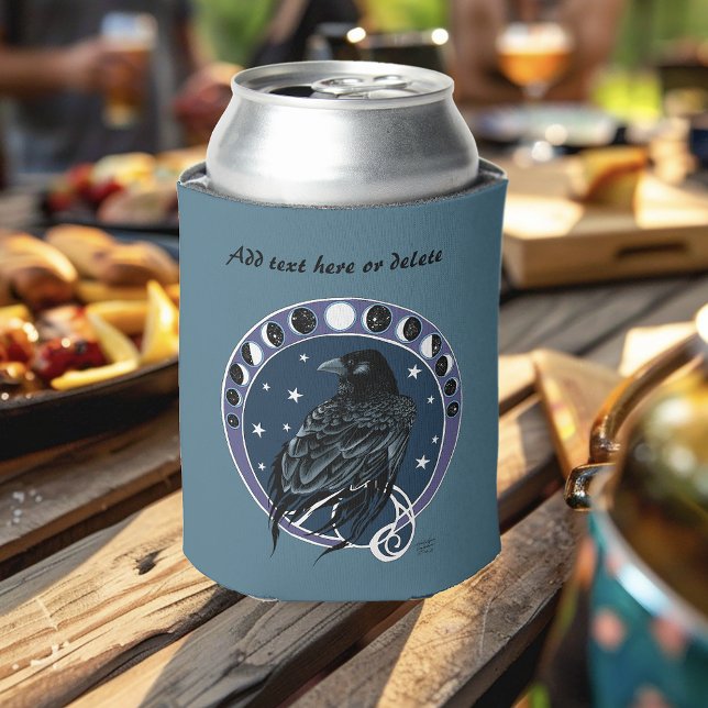 Raven Moon Phases Stars Blue Can Cooler (Creator Uploaded)