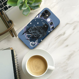 Raven Moon Phases Stars Blue Case-Mate iPhone Case